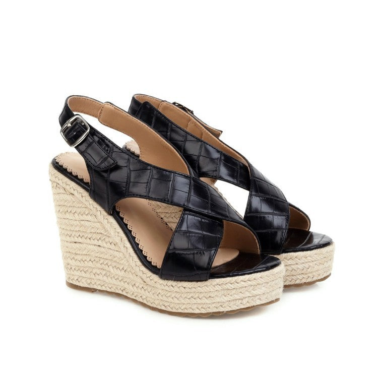 Buckle Sandals Simple Wedge Belt Buckle Sandals