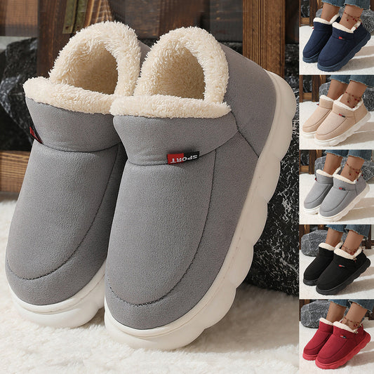 Winter Plush Cotton Shoes Women Men Warm Suede