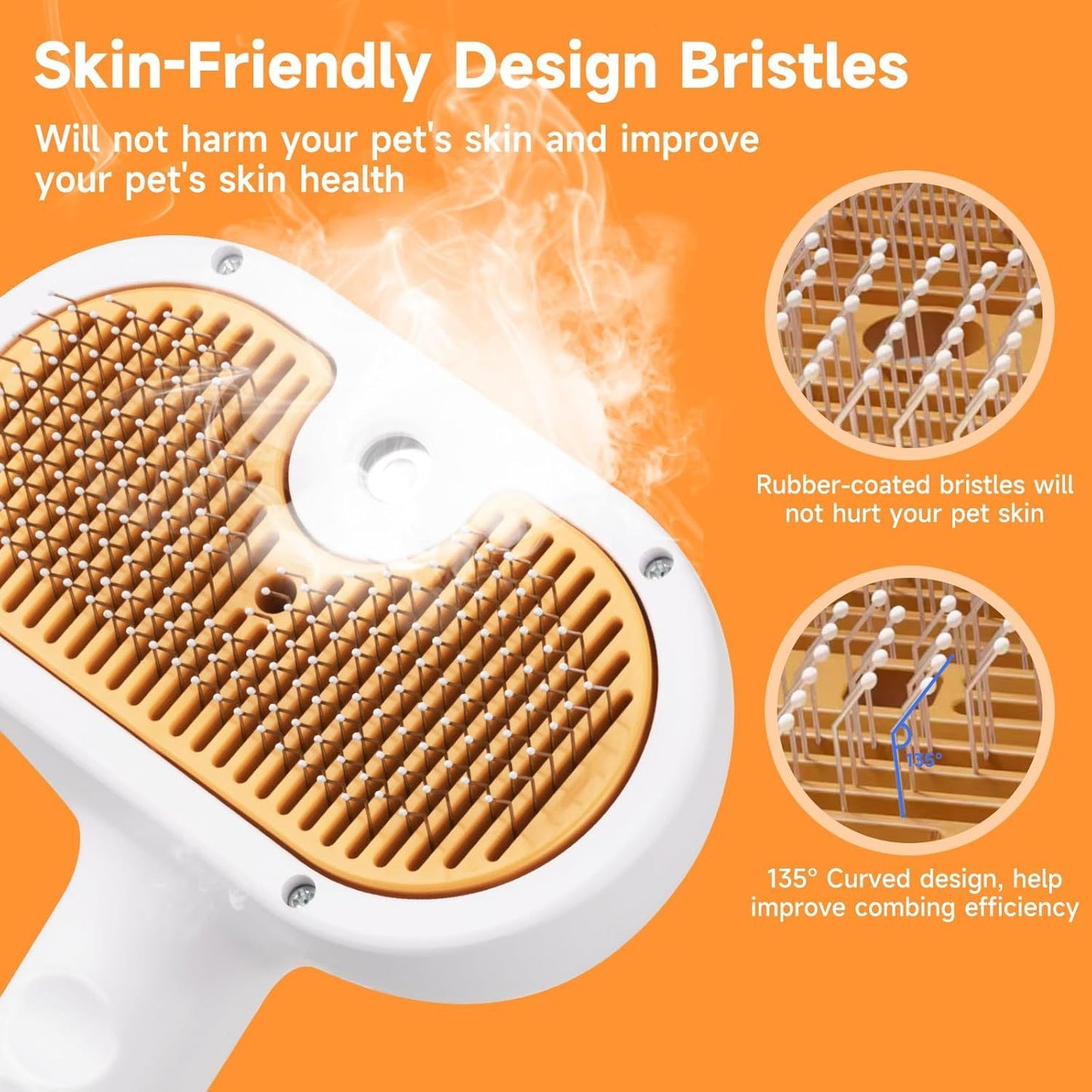 Universal Pet Steam Brush For Cats And Dogs 3-in-1 Spray Hair Removal Comb With Waterless Shampoo
