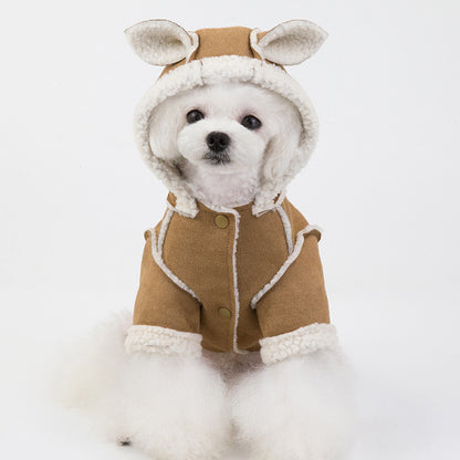 Cute Dog Clothes Cat Clothes Teddy Clothes Deerskin Velvet Lapel Jacket