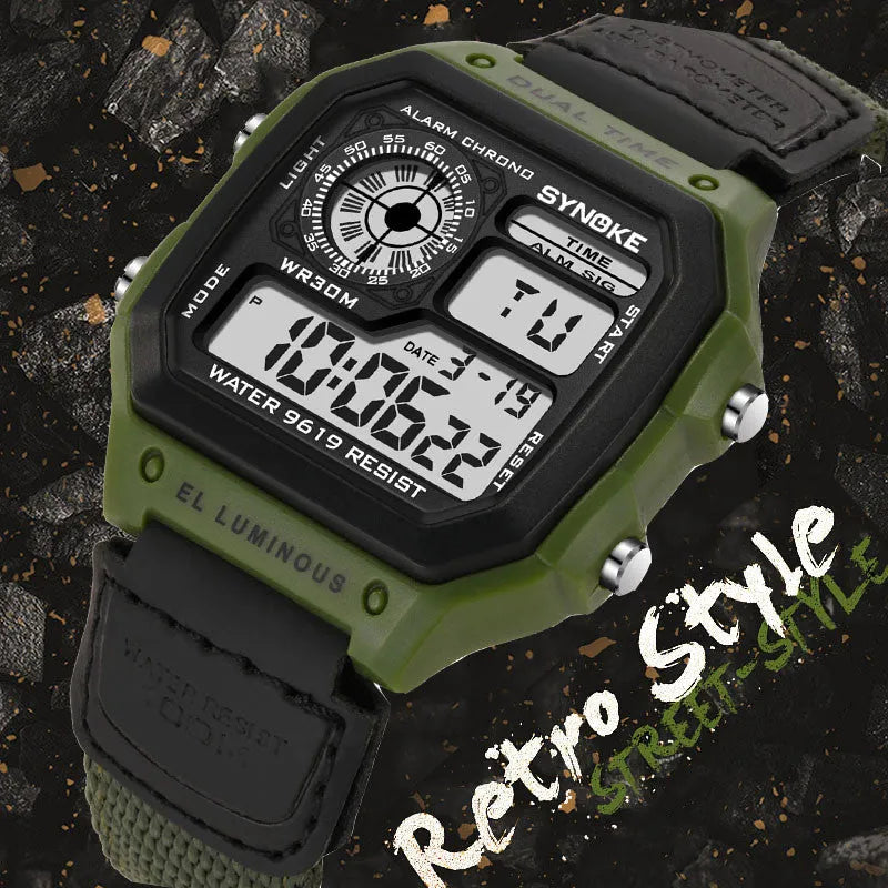 Waterproof Sports Men's Watches Retro Electronic Watch Luminous Waterproof Sports Men's Watches