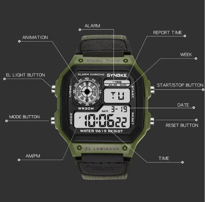 Waterproof Sports Men's Watches Retro Electronic Watch Luminous Waterproof Sports Men's Watches