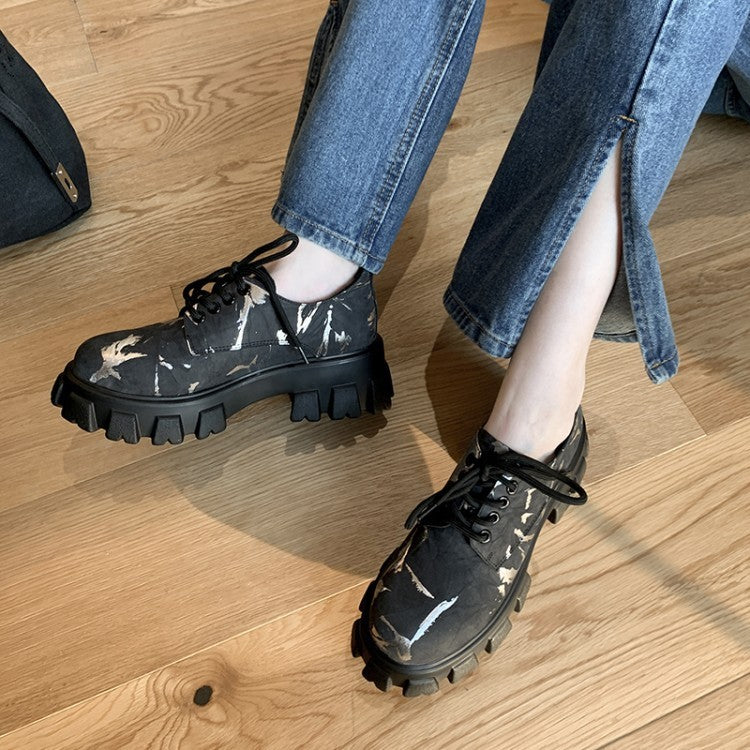 Round Toe Wedge Casual Shoes Camouflage Platform Round Toe Wedge Casual Shoes