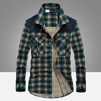 Shirt Men Military Plaid Dress 100 Cotton