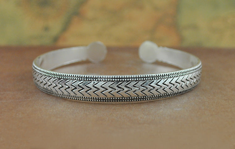 Ethnic Style Tibetan Miao Silver Bracelet - sumet.shop