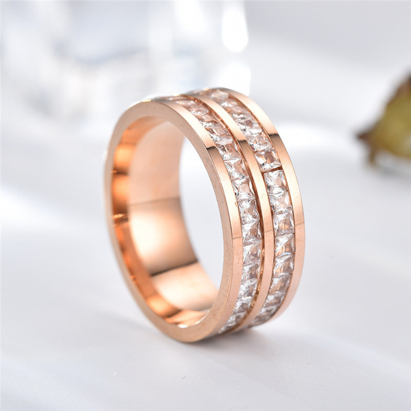 Double Row Diamond Stainless Steel Accessories Ring - sumet.shop