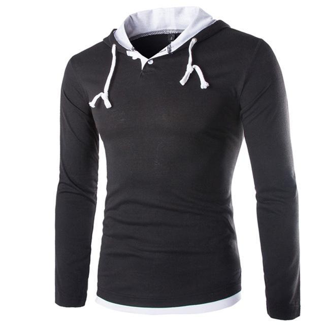 Men Hooded Stitching Tops - sumet.shop