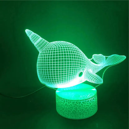 Creative alarm clock base 3D night light cute whale table lamp, Night light lamp, sumet.shop