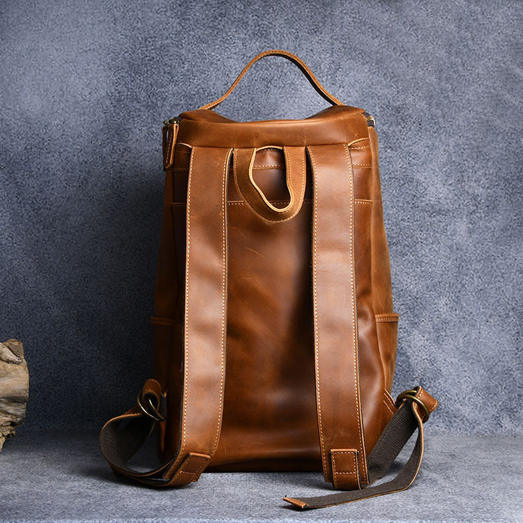 Hiking Backpack Vintage Crazy Horse Leather Hand-carrying Backpack Travel Leather Hiking Backpack