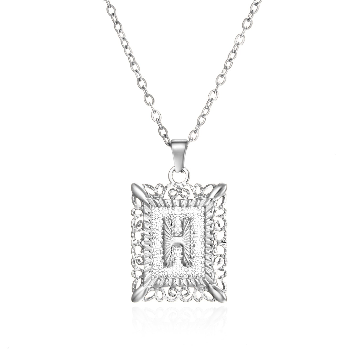 Stainless Steel 26 Letters Titanium Steel Square Pendant - sumet.shop