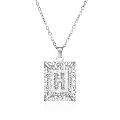 Stainless Steel 26 Letters Titanium Steel Square Pendant - sumet.shop