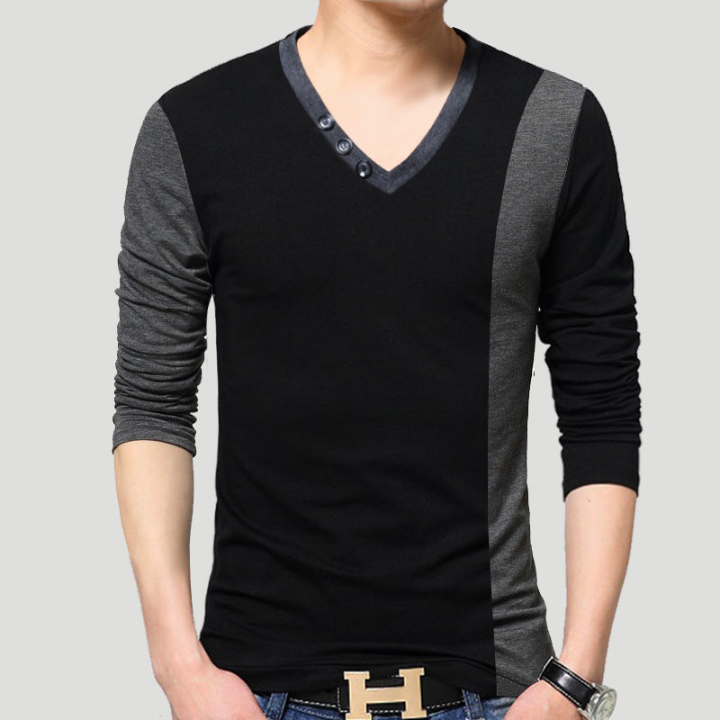 Men's Fashion Casual Collision Color Long-sleeved T-shirt