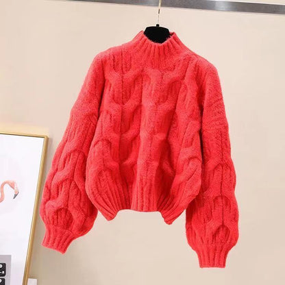 Half-high Collar Long Sleeves Pullover Women's Sweater Autumn