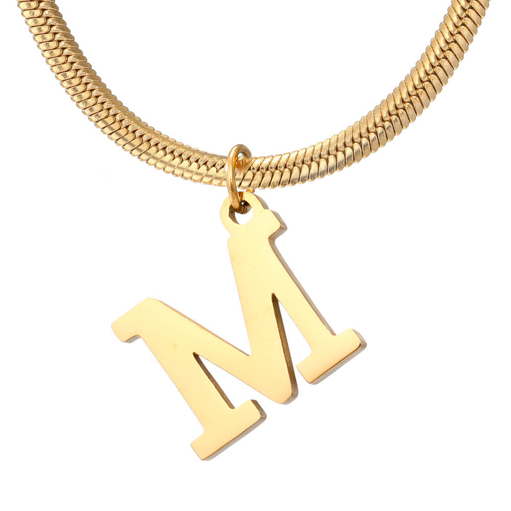 Chains Minimalist A-Z Letter Pendant Necklace For Women Stainless Steel Gold Color Snake Chains Jewelry Birthday Gift