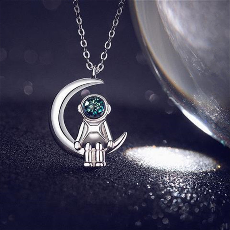 Chain Astronaut Couple Necklace Apendent