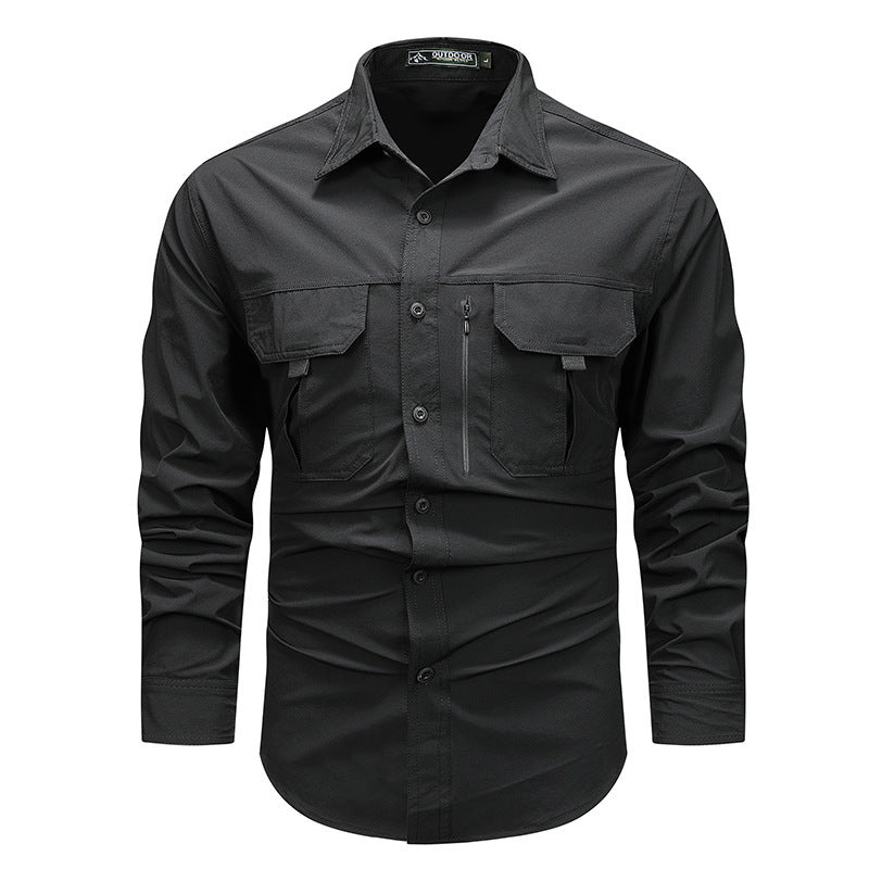 Shirt Men's Long-sleeved  Retro Workwear Shirt Men's Long-sleeved Spring Fashion Brand Casual Overshirt