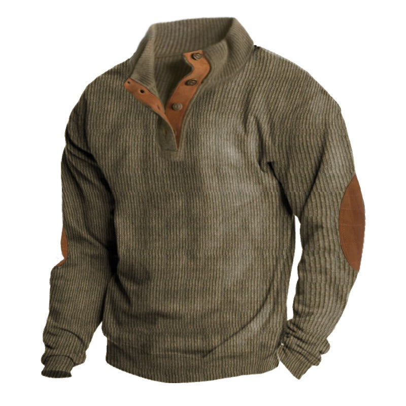 Long-sleeved Sweater European Size Men's Outdoor Casual Stand Collar Long-sleeved Sweater
