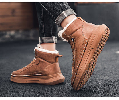 fashion casual Boots shoes New style plus velvet thick warm high-top sneakers men's cotton shoes Korean fashion casual shoes