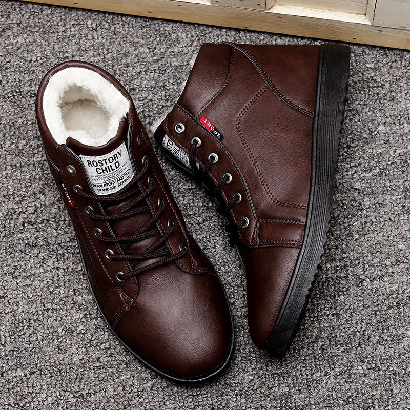 Men's high top Boots plus velvet padded high-top cotton shoes