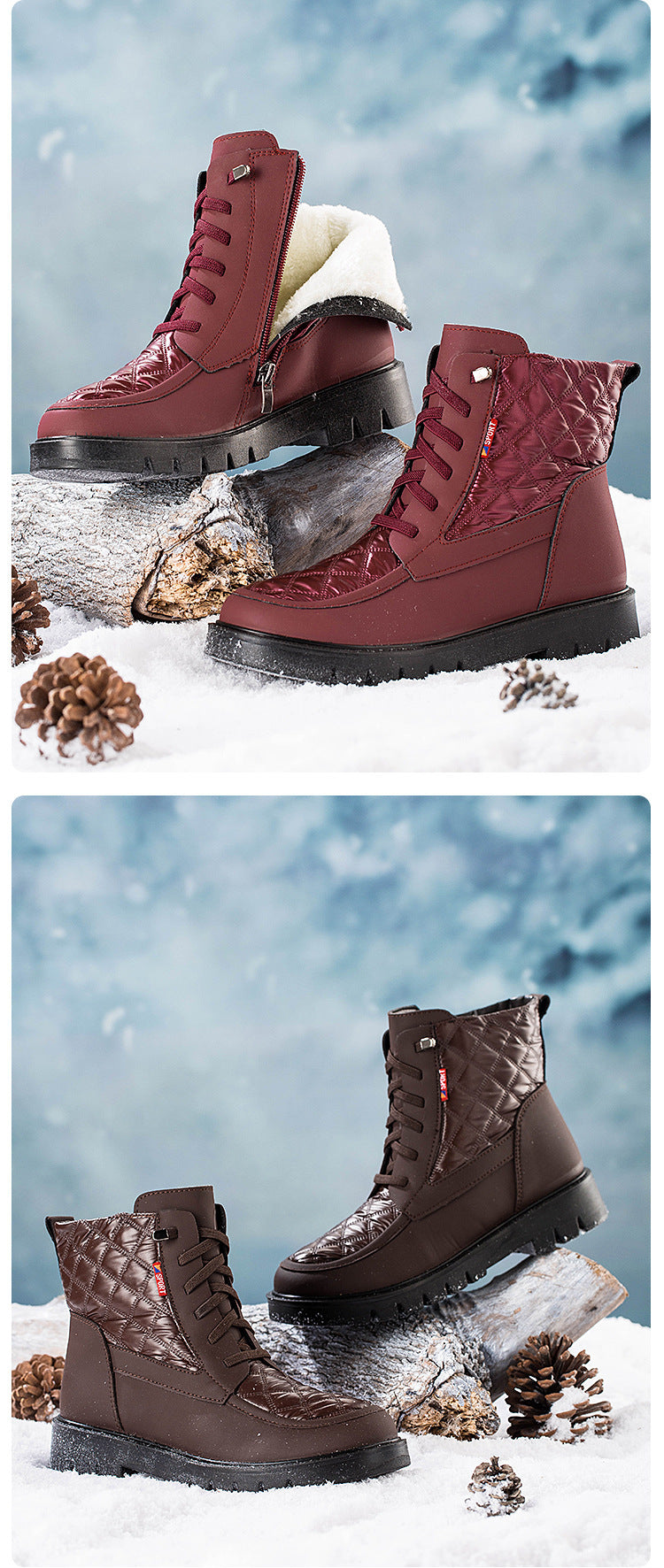 Snow Boots Slip-on Waterproof Short Boots Warm Plus Size Cotton Shoes