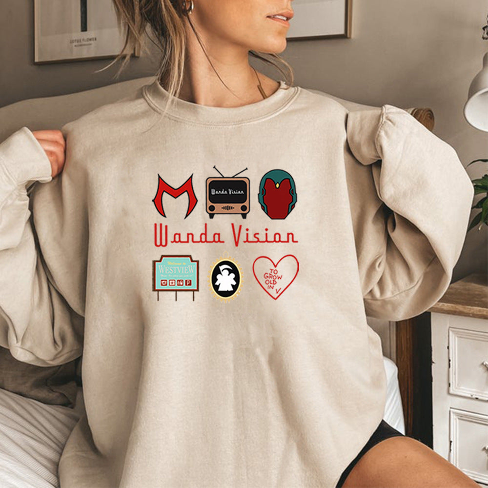 New Men's And Women's Retro TV-Inspired Print Sweatshirt