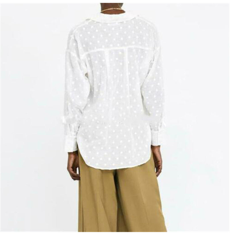 Women's Spring and Autumn Polka Dot Shirt Top
