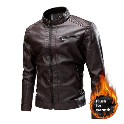 Leather Jacket Coat Spring And Autumn Cross-border Casual Men's Leather Clothing Stitching Motorcycle Retro Fashion Leather Jacket Coat