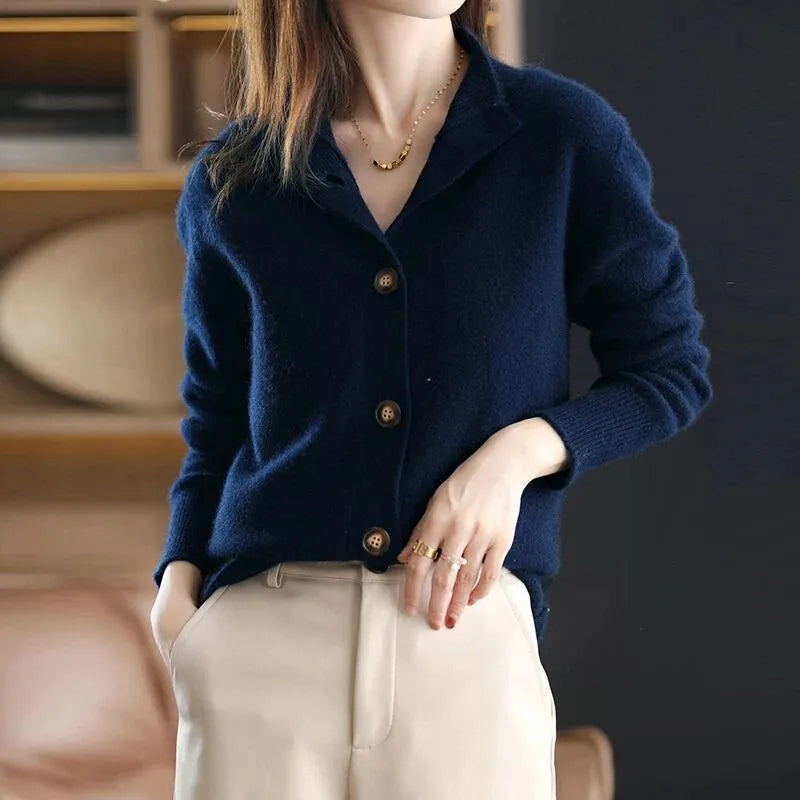 Short Coat Women's Sweater Retro Stand Collar Knitted Cardigan Loose-fitting Short Coat Women's Sweater