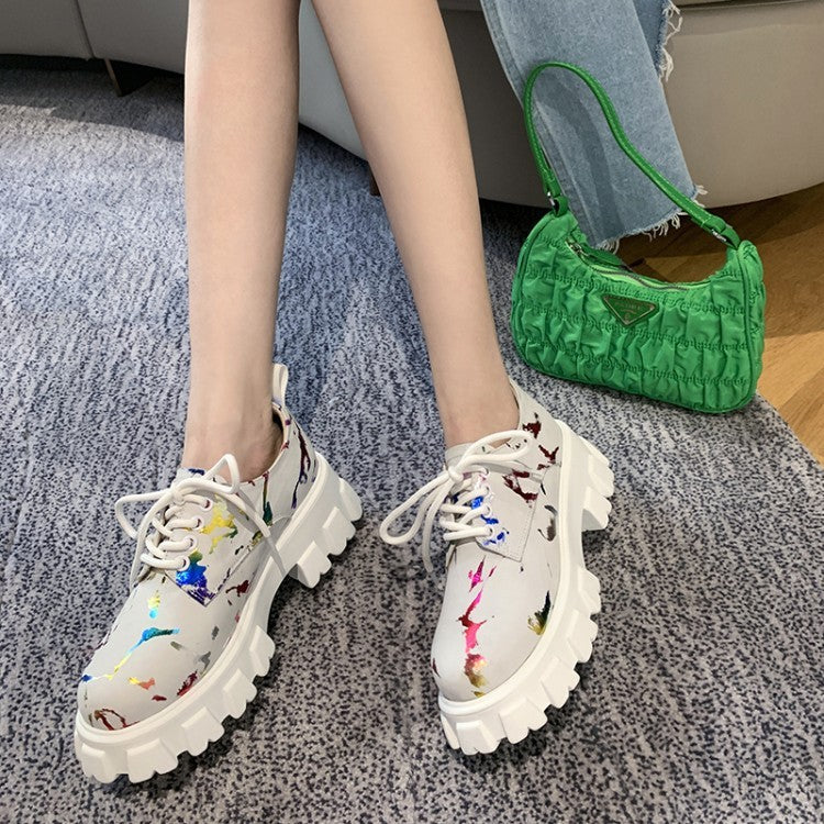 Round Toe Wedge Casual Shoes Camouflage Platform Round Toe Wedge Casual Shoes