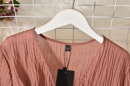 Cross V-Neck Low-Cut Sexy Flared Sleeve Top