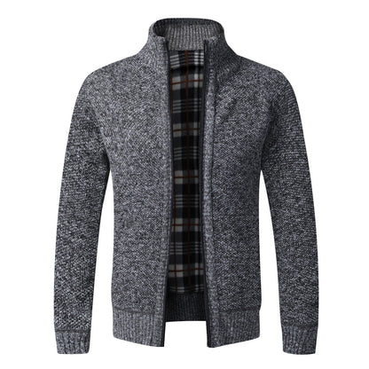 Men's Knitted Coat Cardigan With Plush Coat, Loose And Fat, Large