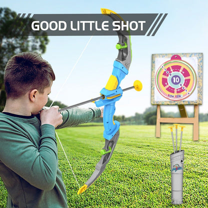 DE Bow & Arrow Toy Set, LED-lit Archery Toy,10 Suction Cup Arrows, Targets, Arrows Holders
