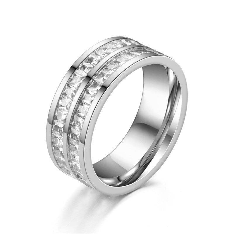 Double Row Diamond Stainless Steel Accessories Ring - sumet.shop