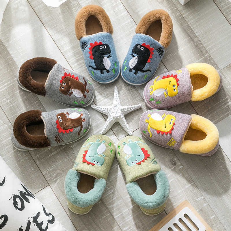 Children's Winter Cotton Dinosaur Slippers Are Soft, Non-Slip And Warm