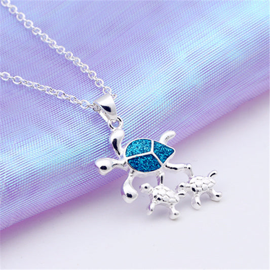 Necklace Three turtles female necklace silver pendant