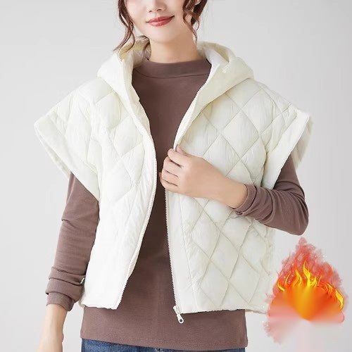 Women's Vest With Fly Sleeves And Hoodie Trendy Coat