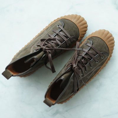 high-top shoes Tendon sole high-top cowhide shoes