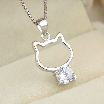 Li silver inlaid Zircon Pendant Necklace Sterling Silver Pendant S925 Korean female wholesale manufacturers