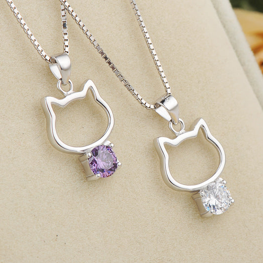 Li silver inlaid Zircon Pendant Necklace Sterling Silver Pendant S925 Korean female wholesale manufacturers