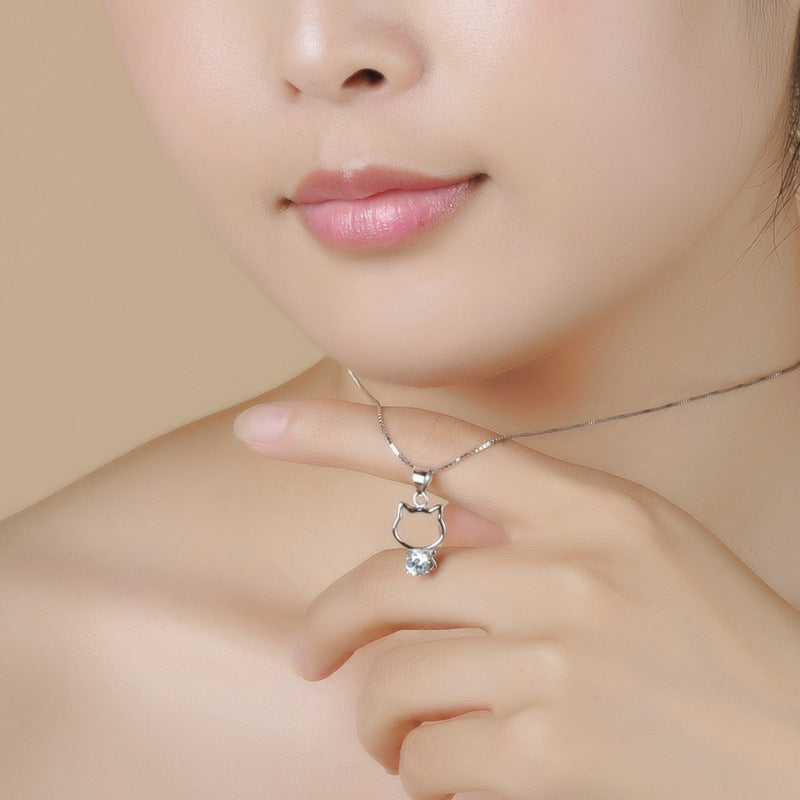 Li silver inlaid Zircon Pendant Necklace Sterling Silver Pendant S925 Korean female wholesale manufacturers