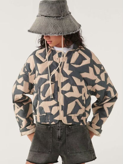 Women's Clothing Fashion Geometry Pattern Pattern Cotton Coat Jacket