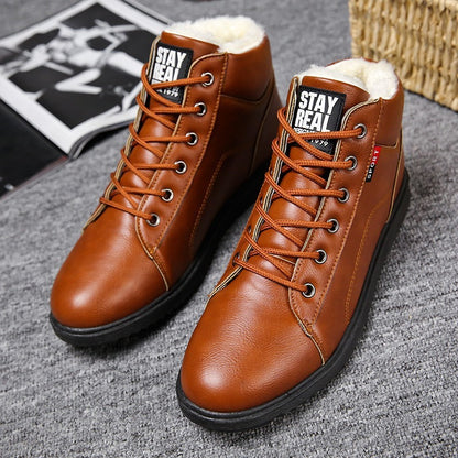 Men's cotton boots plus velvet warm mid-cut shoes men's Martin boots
