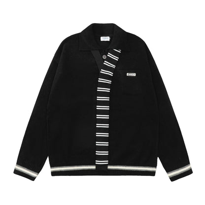 American Preppy-Style Color-Block Striped Knit Sweater
