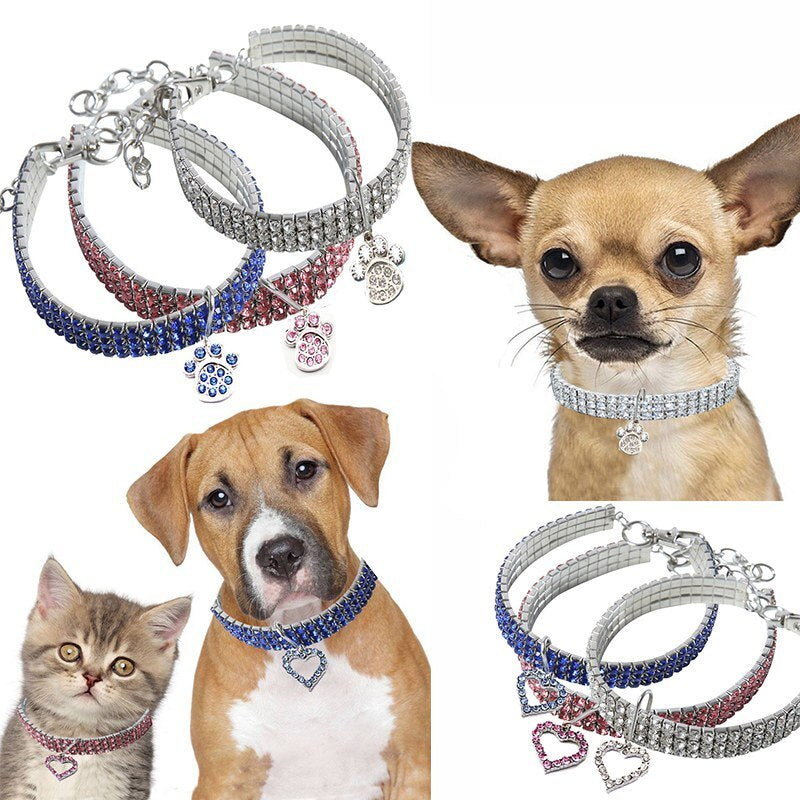 Pet collar crystal elastic necklace