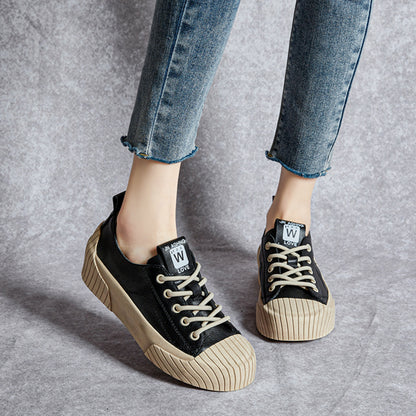 Women's Soft Bottom Shoes Skateboard Shoes All-Match Platform Lace-up