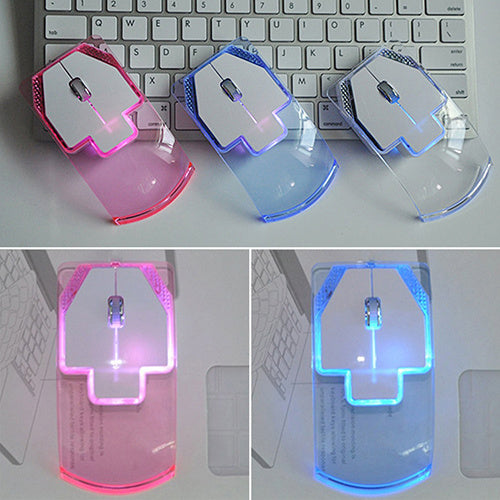 Creative Ultra-thin Transparent 2.4GHz Wireless Optical Luminous Mouse for PC Laptop - sumet.shop