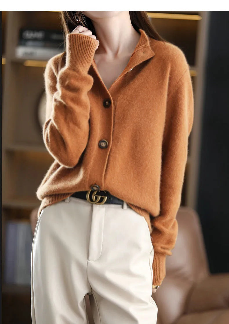 Short Coat Women's Sweater Retro Stand Collar Knitted Cardigan Loose-fitting Short Coat Women's Sweater