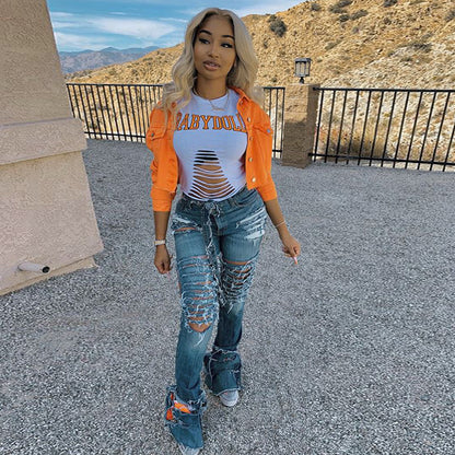 Jacket Women Streetwear Denim Jacket Women Outwear Bodycon Jeans