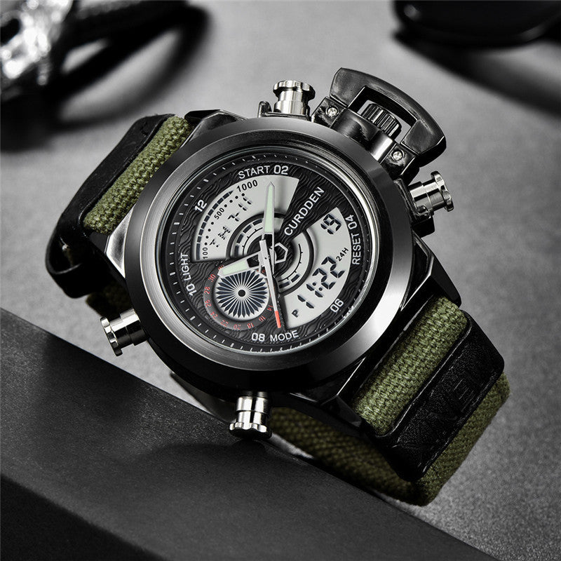 Nylon belt dual display electronic watch