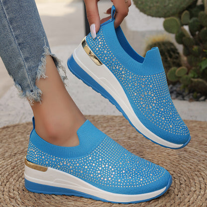 Breathable Shoes Spring Flyknit Slip-on Casual Mesh Breathable Sock-like Shoes